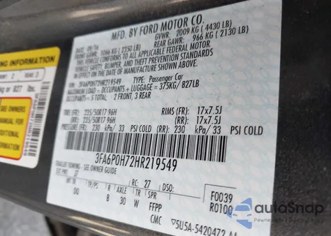2017 Ford Fusion Se from USA, damaged, VIN 3FA6P0H72HR219549